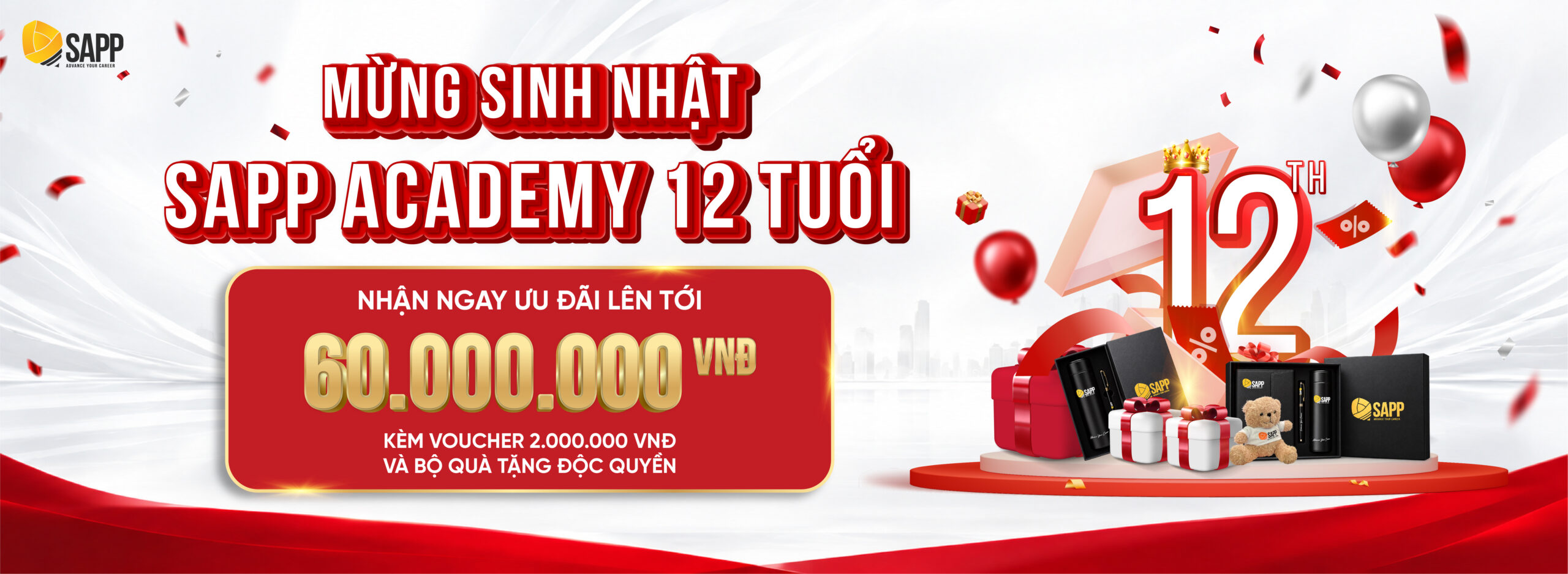 Mừng sinh nhật SAPP Academy 12 tuổi, nhận ngay ưu đãi tới 60 triệu đồng
