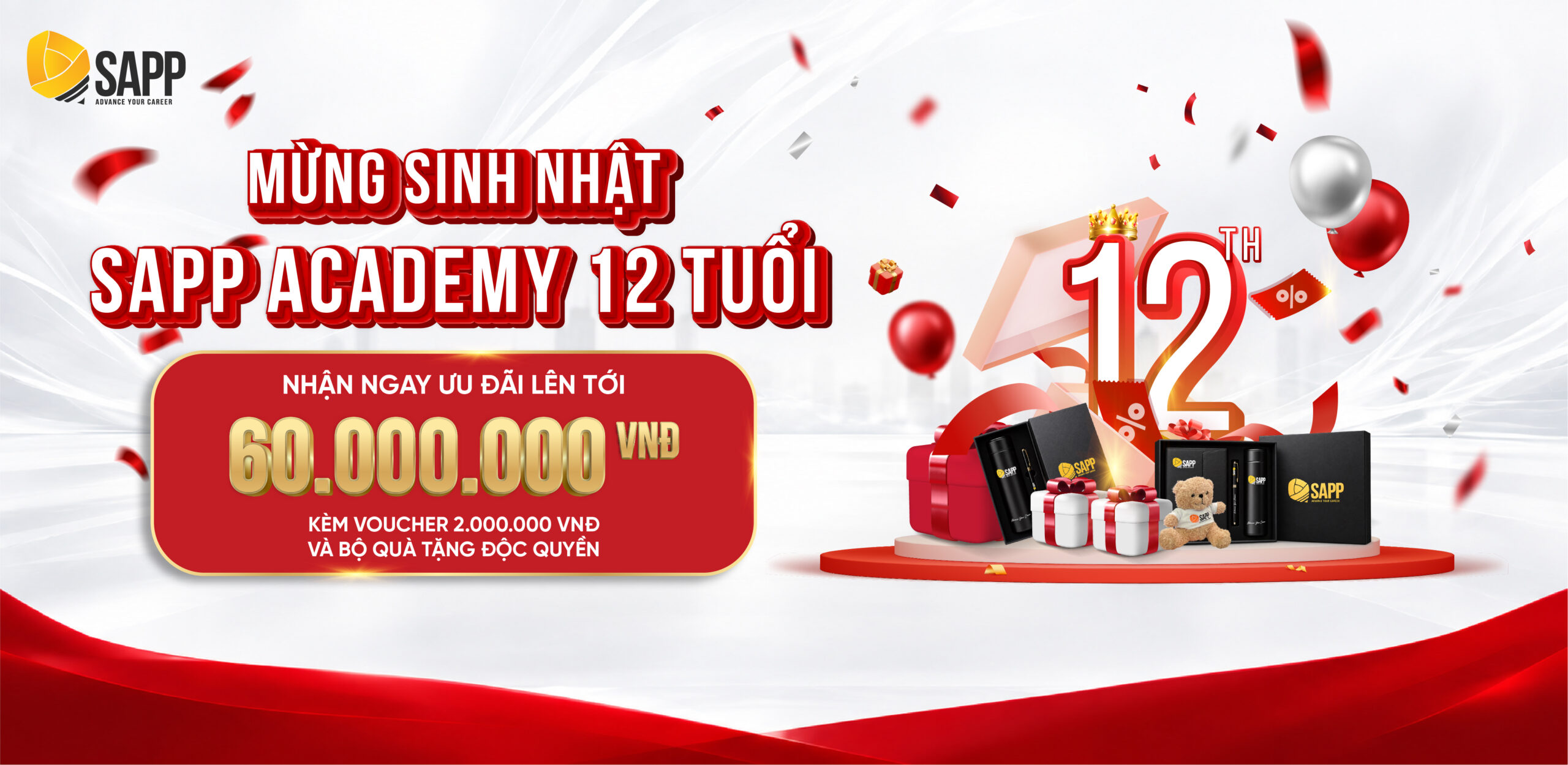 Mừng sinh nhật SAPP Academy 12 tuổi, nhận ngay ưu đãi tới 60 triệu đồng